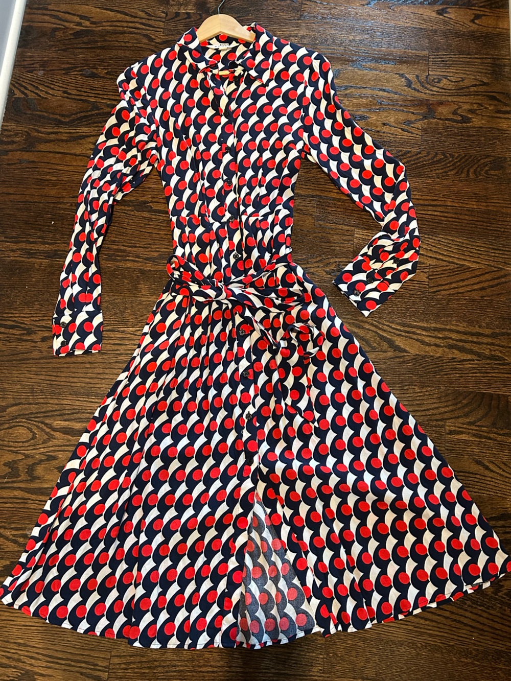 Boden Navy, Red & White Retro Dot Shirt Dress